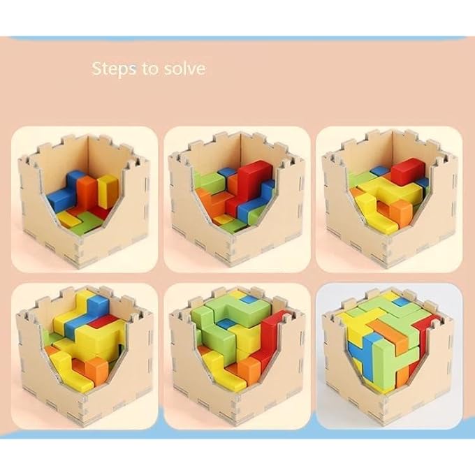 WOODEN 3D BRAIN TEASER PUZZLE,LOGICAL SKILL BUILDER EDUCATIONAL WITH UNIQUE INTERLOCKING BLOCKS  MIND CHALLENGE BUILDING GAME, THOUGHT-PROVOKING & FUN GIFT - Image 3